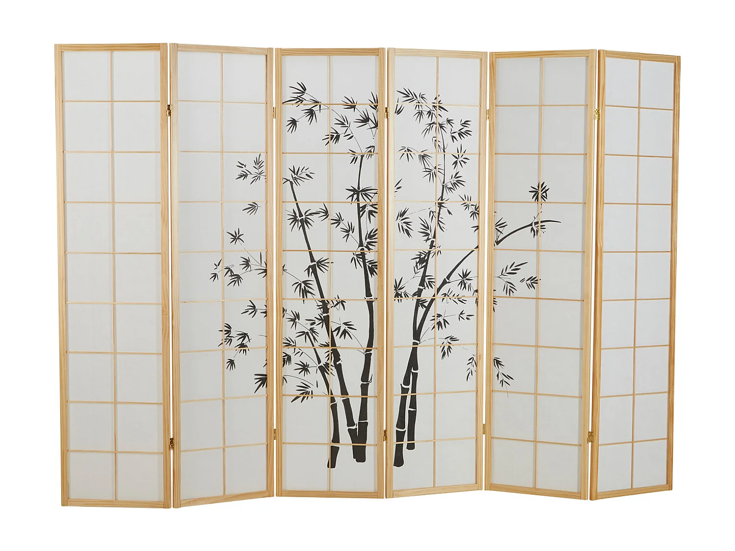 Paravent 263x179x2 cm papier de riz naturel