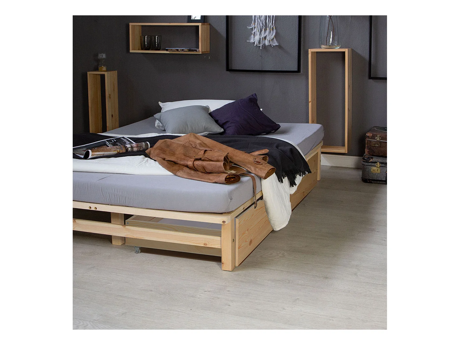 Bettkasten 82x53x22 cm Naturholz