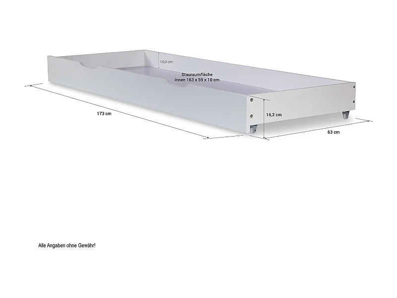 Tiroir de lit 173x63x16 cm blanc