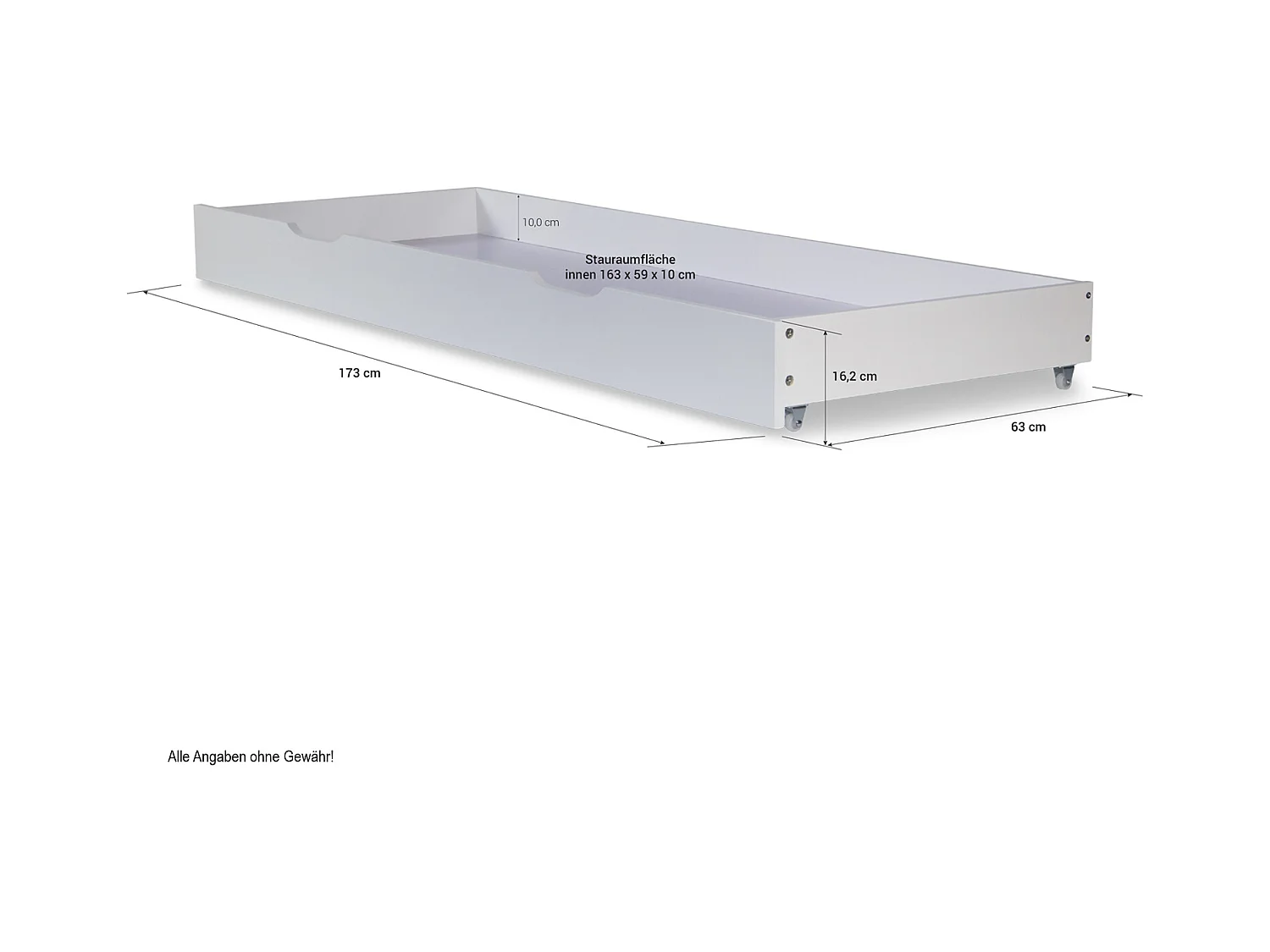 Tiroir de lit 173x63x16 cm blanc
