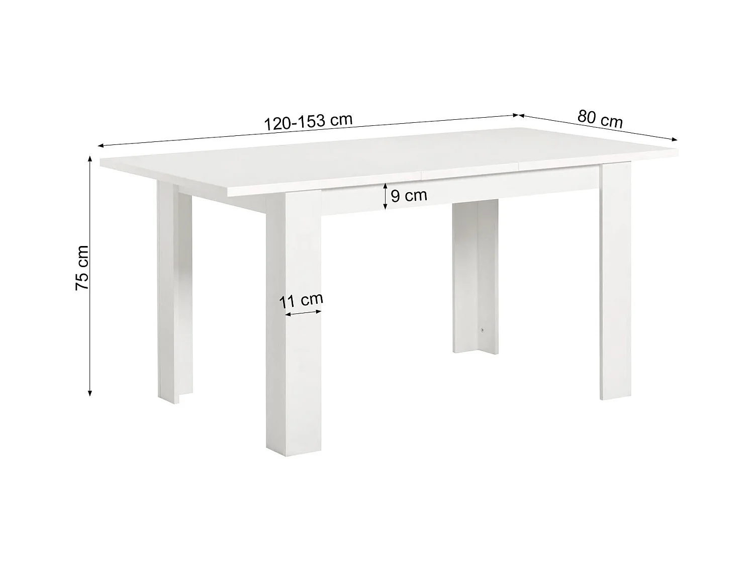 Table à manger 120x80x75 cm blanche