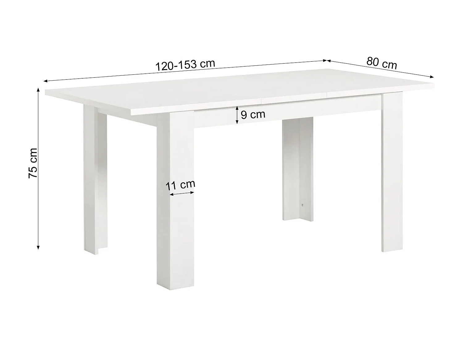 Table à manger 120x80x75 cm blanche