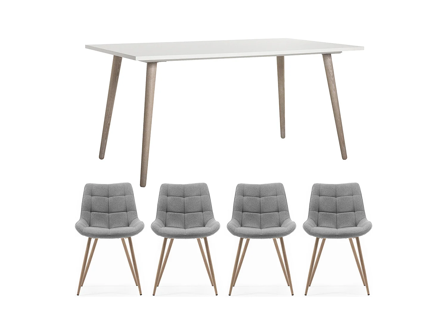 Eettafel en stoelen 160x90x75 cm Wit en Natuurlijk Uitschuifbare keukentafel met gestoffeerde stoelen Antraciet