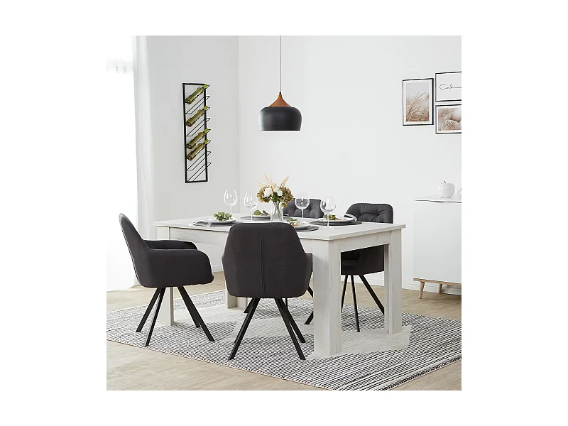 Table à manger 160x90x76 cm blanc anthracite