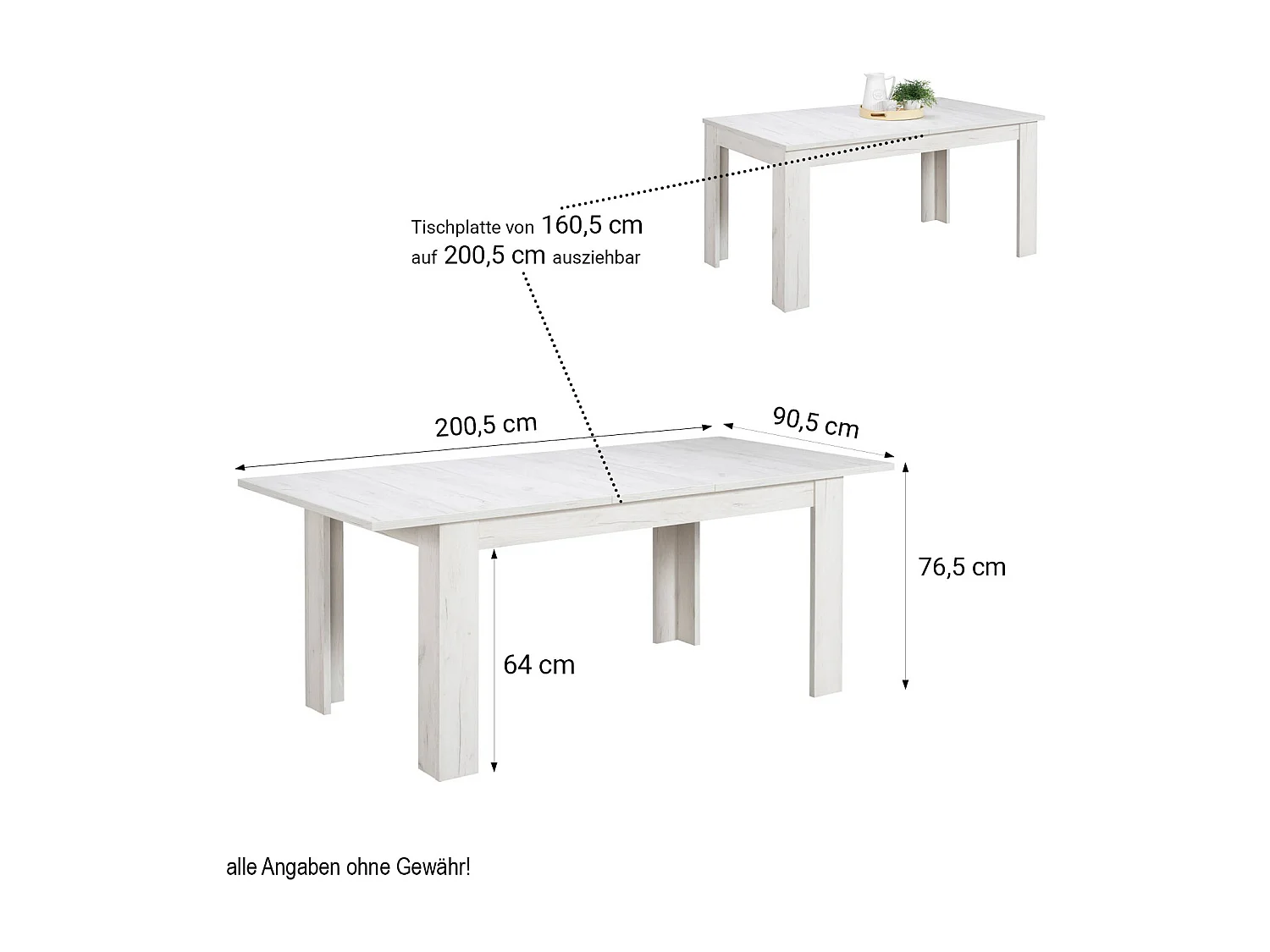 Table à manger 160x90x76 cm blanc anthracite