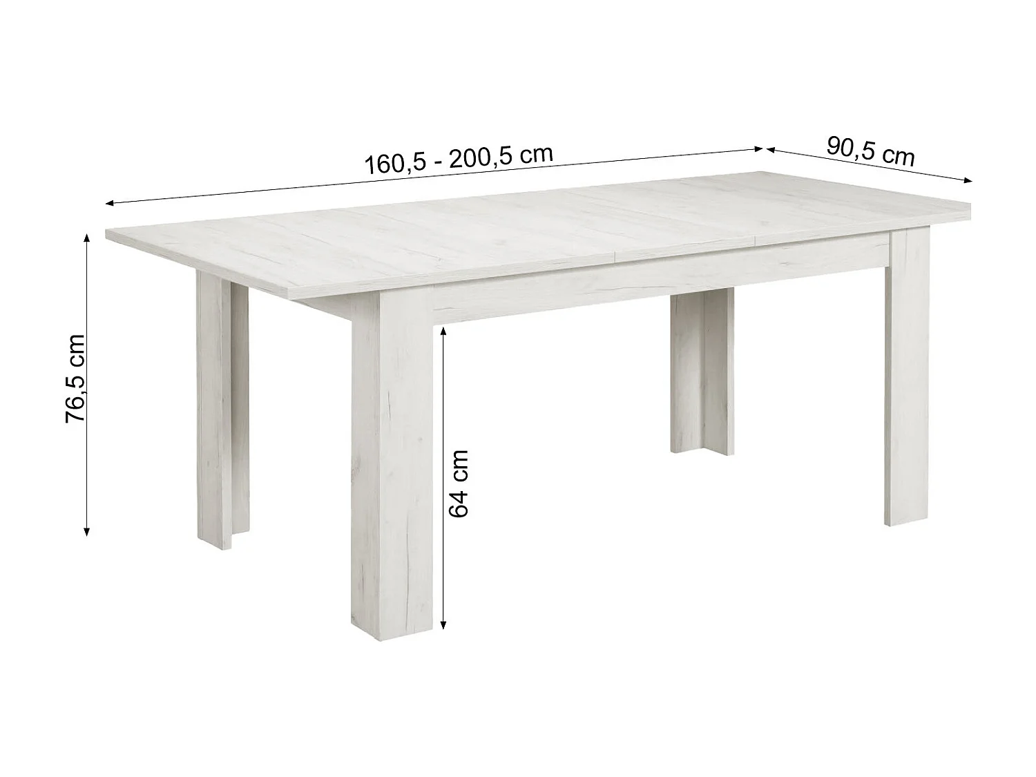 Ensemble table à manger et chaises - 160x90 cm, extensible à 200 cm, marron et blanc - Table en bois avec 4 chaises en velours