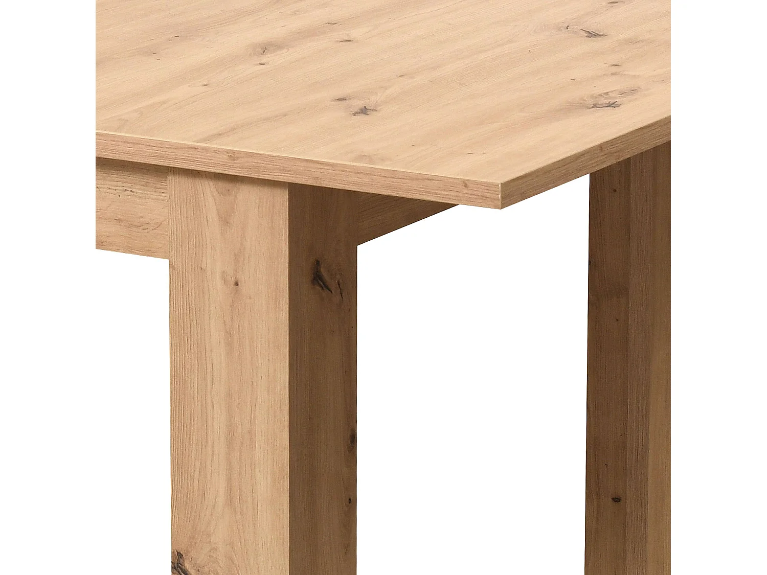 Table à manger 160x90x76 cm bois chêne naturel moderne avec 4 chaises beige bouclé