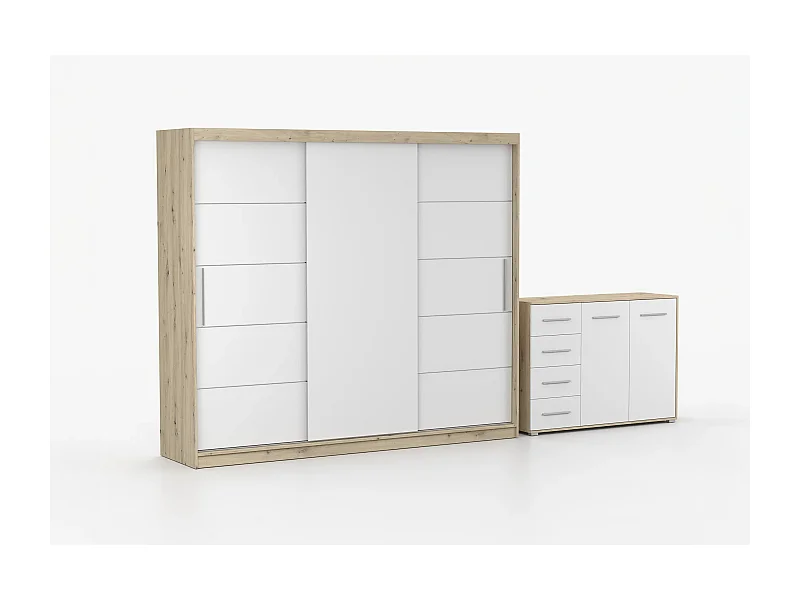 Ensemble armoire Thalia et commode Ilario - Artisan - Blanc
