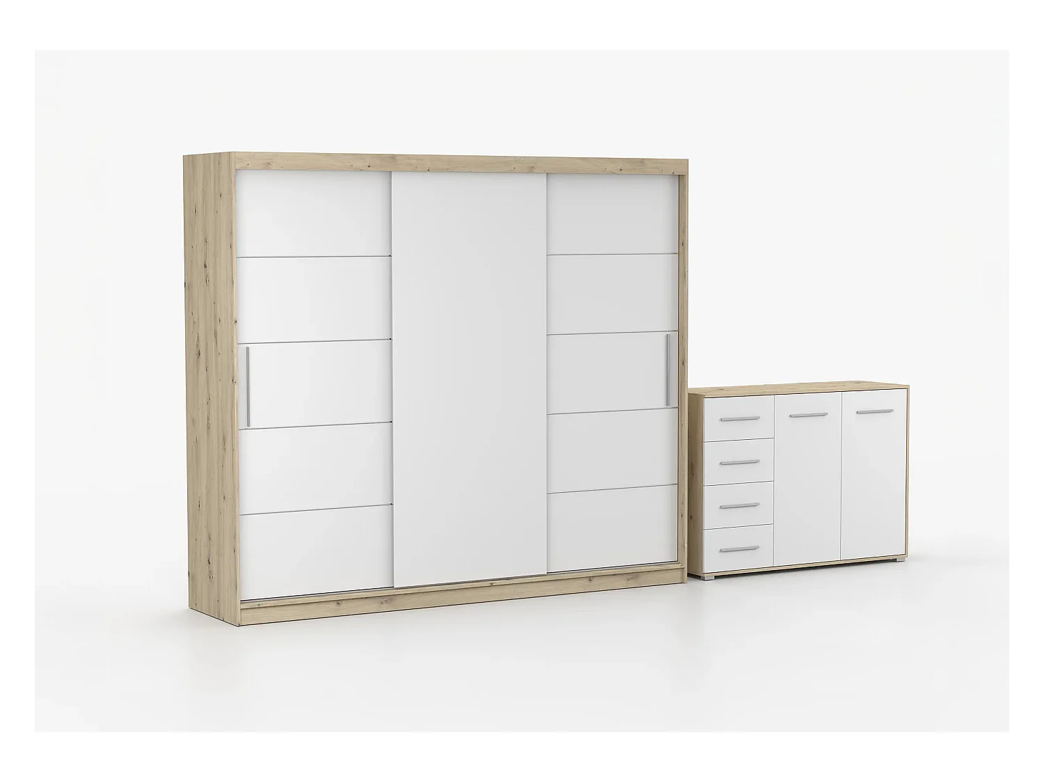 Ensemble armoire Thalia et commode Ilario - Artisan - Blanc