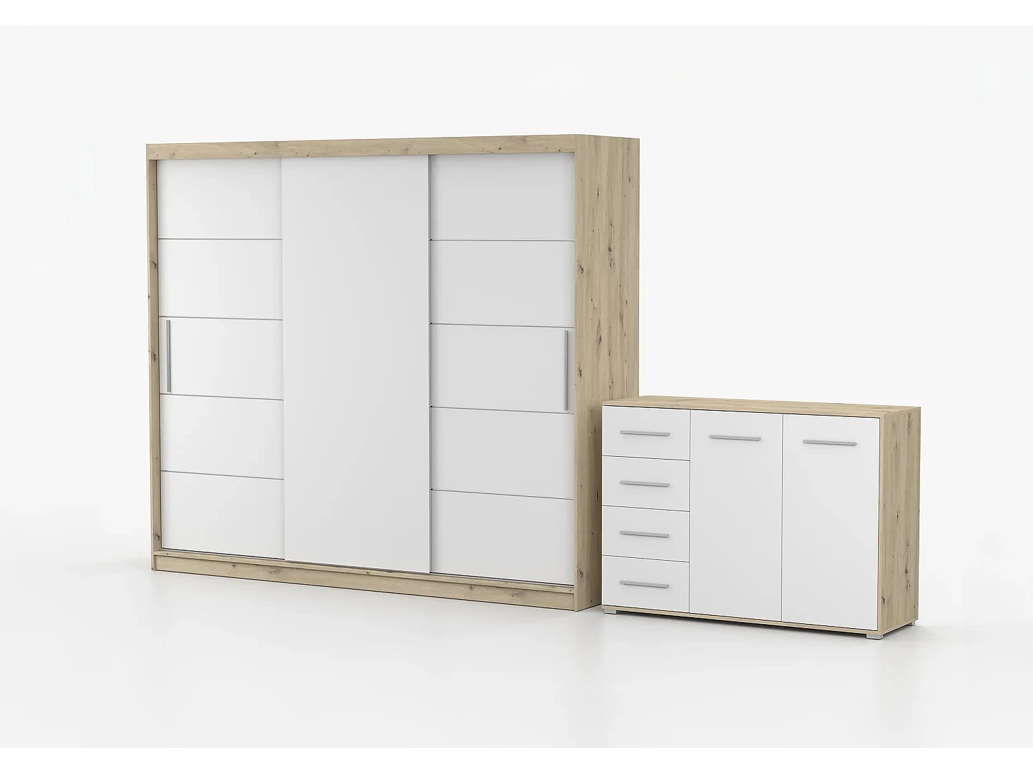 Ensemble armoire Thalia et commode Ilario - Artisan - Blanc