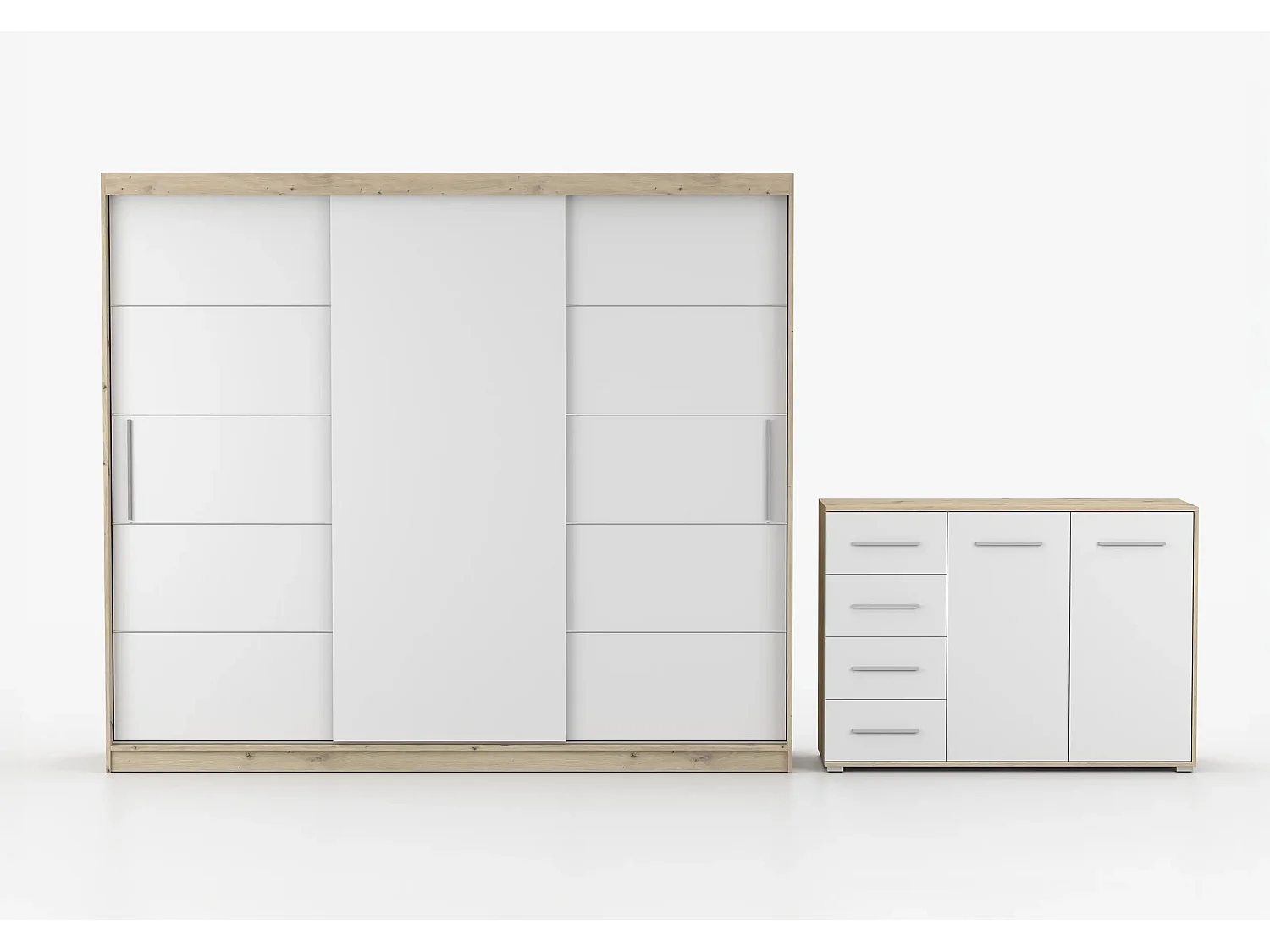 Ensemble armoire Thalia et commode Ilario - Artisan - Blanc