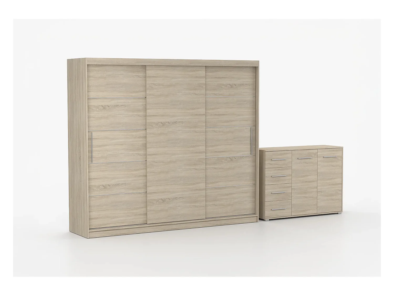 Ensemble armoire Thalia et commode Ilario - Chêne