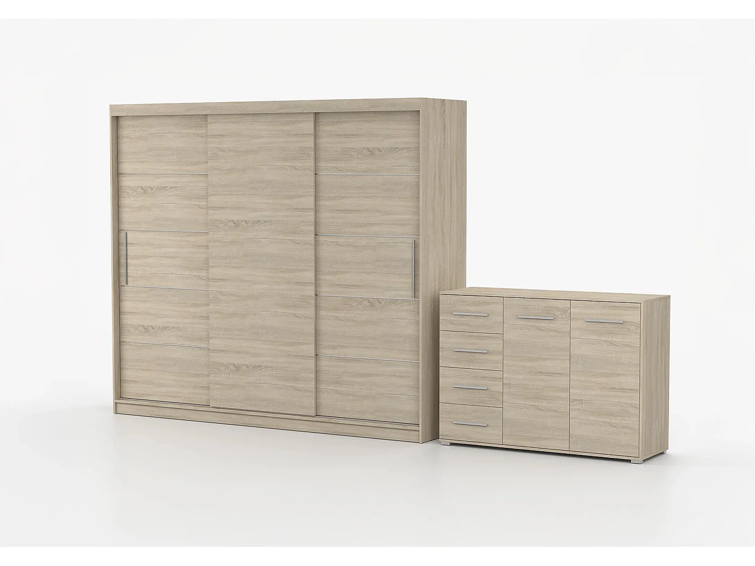 Ensemble armoire Thalia et commode Ilario - Chêne