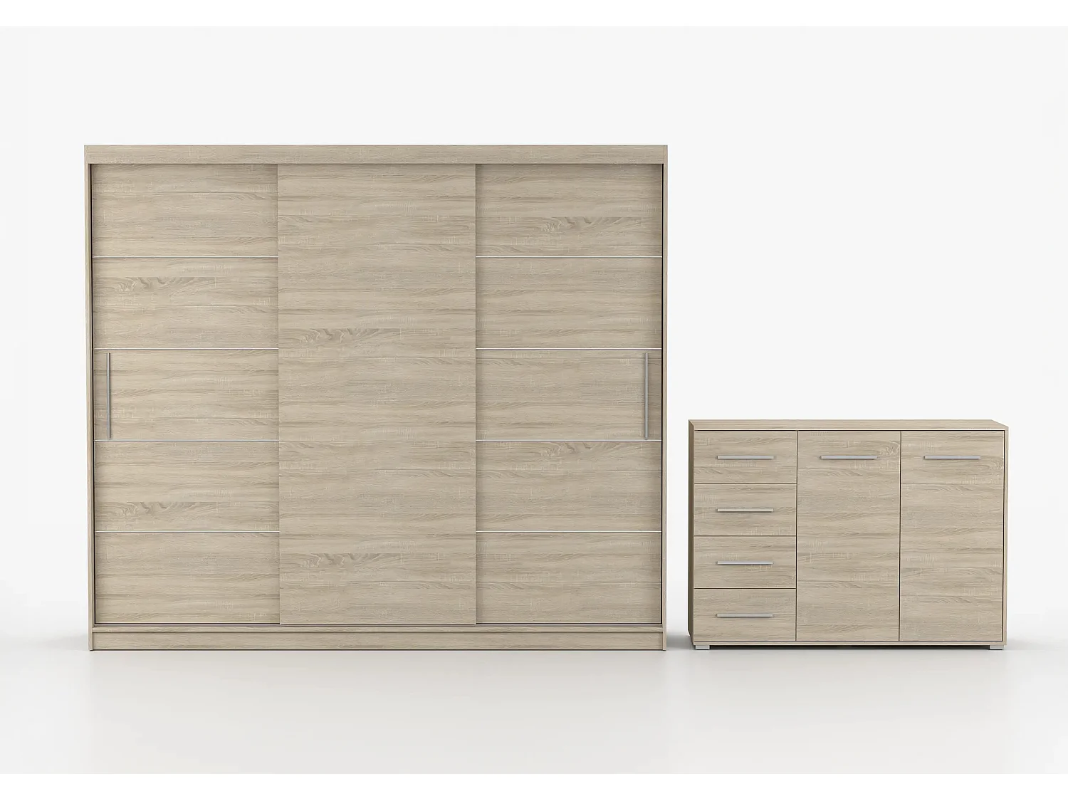 Ensemble armoire Thalia et commode Ilario - Chêne