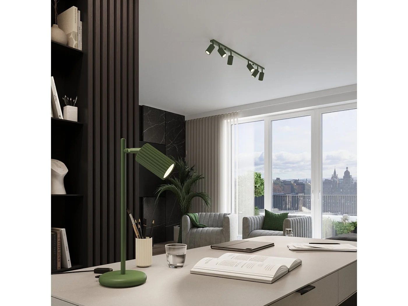Lampe à poser Onyx vert olive