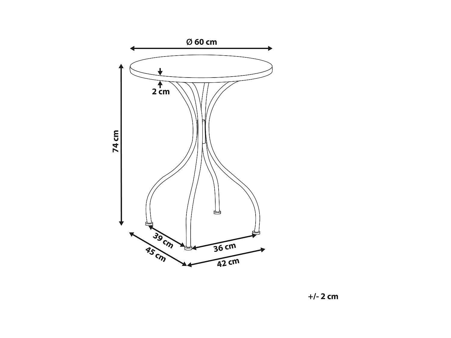 Table bistrot ANAPO 60 cm 60 cm Métal Noir