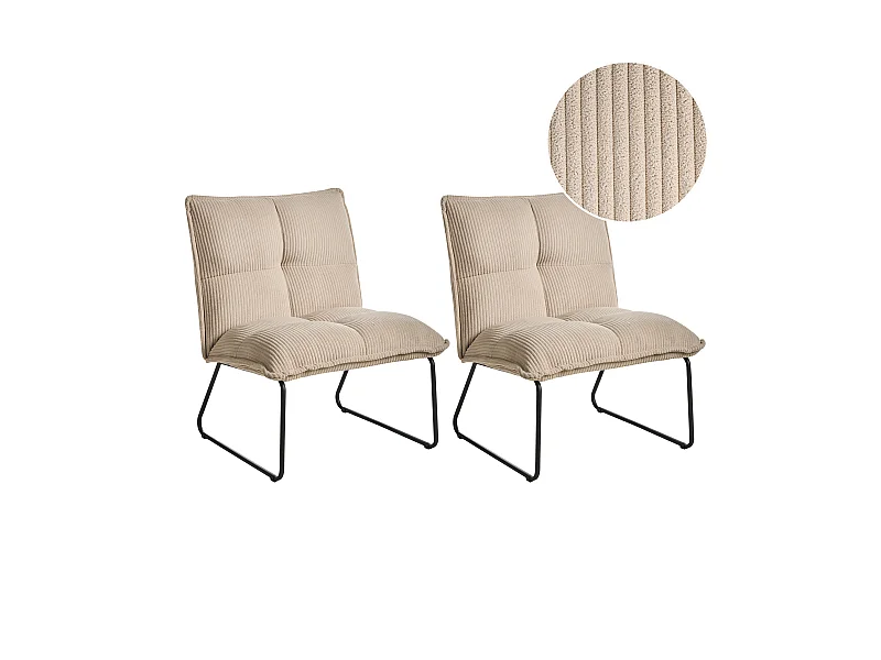 Lot de 2 fauteuils BJASTA Velours côtelé Beige