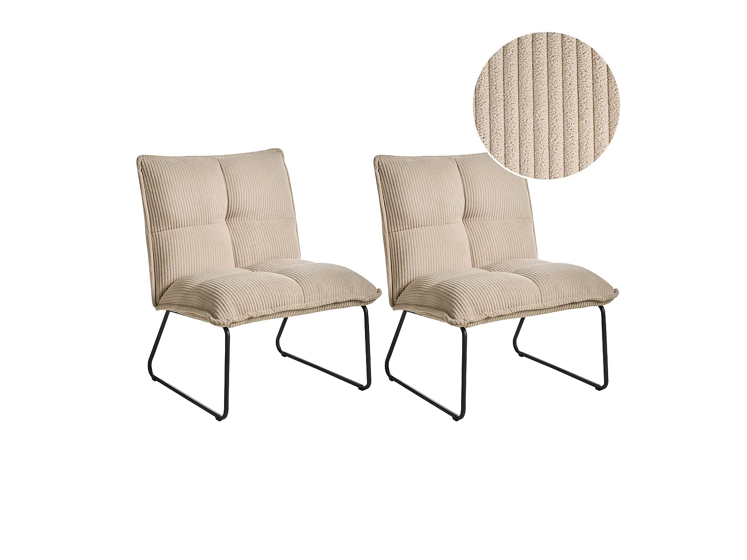 Lot de 2 fauteuils BJASTA Velours côtelé Beige
