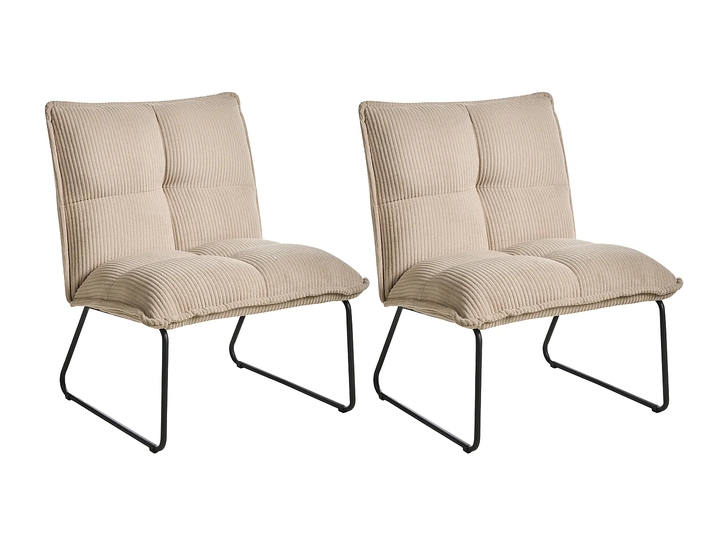 Lot de 2 fauteuils BJASTA Velours côtelé Beige