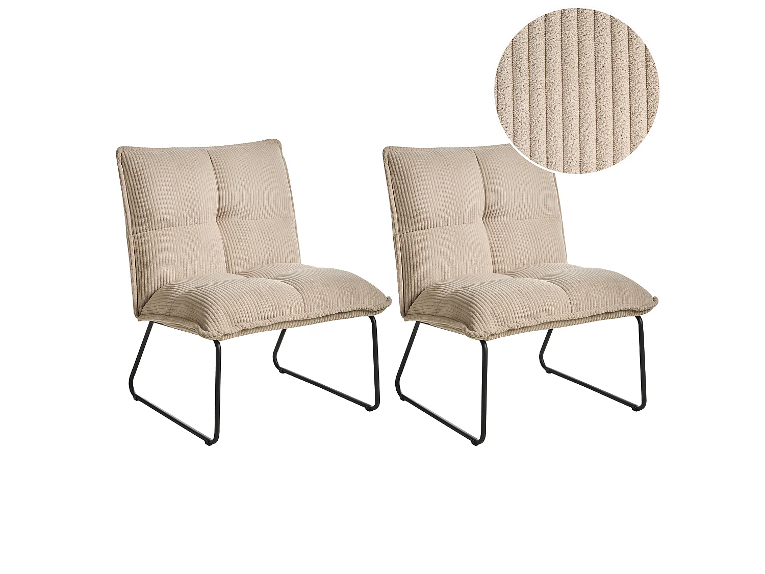 Lot de 2 fauteuils BJASTA Velours côtelé Beige