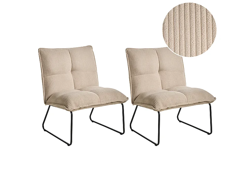 Lot de 2 fauteuils BJASTA Velours côtelé Beige