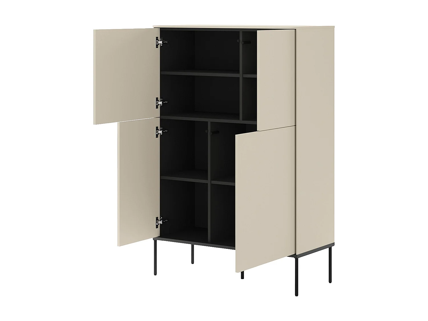 Buffet haut 4 portes – crème – 95 cm – BELLEZO