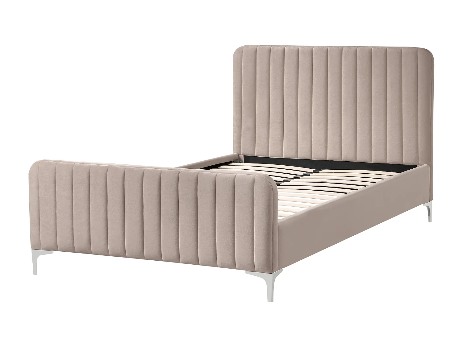 Lit avec sommier Velours LUNAN 120 x 200 cm Taupe