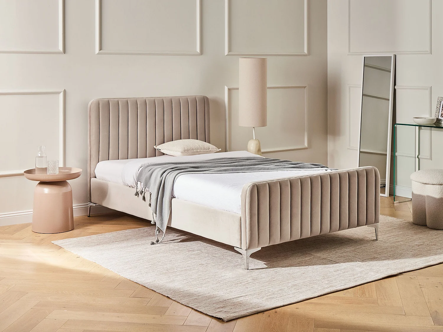 Bed Velvet LUNAN 120 x 200 cm (EU Small Double) Taupe