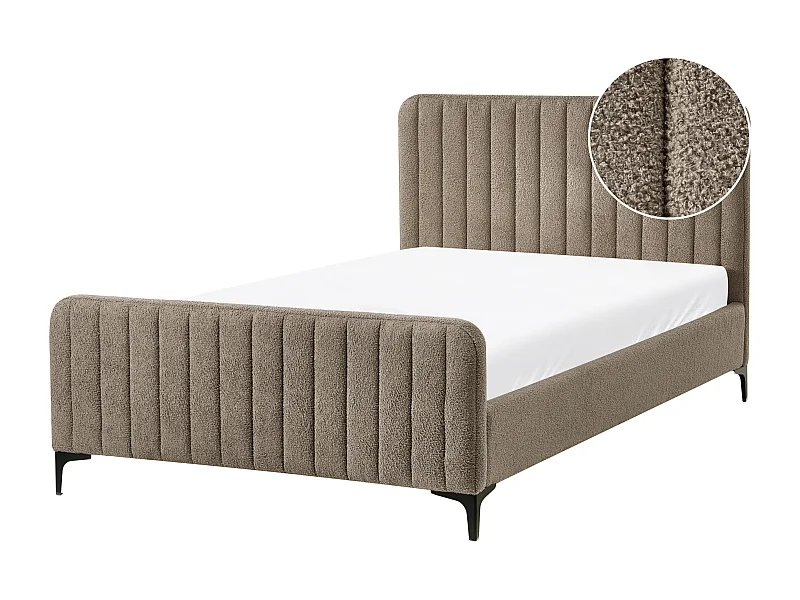 Lit avec sommier Bouclé LUNAN 120 x 200 cm Taupe