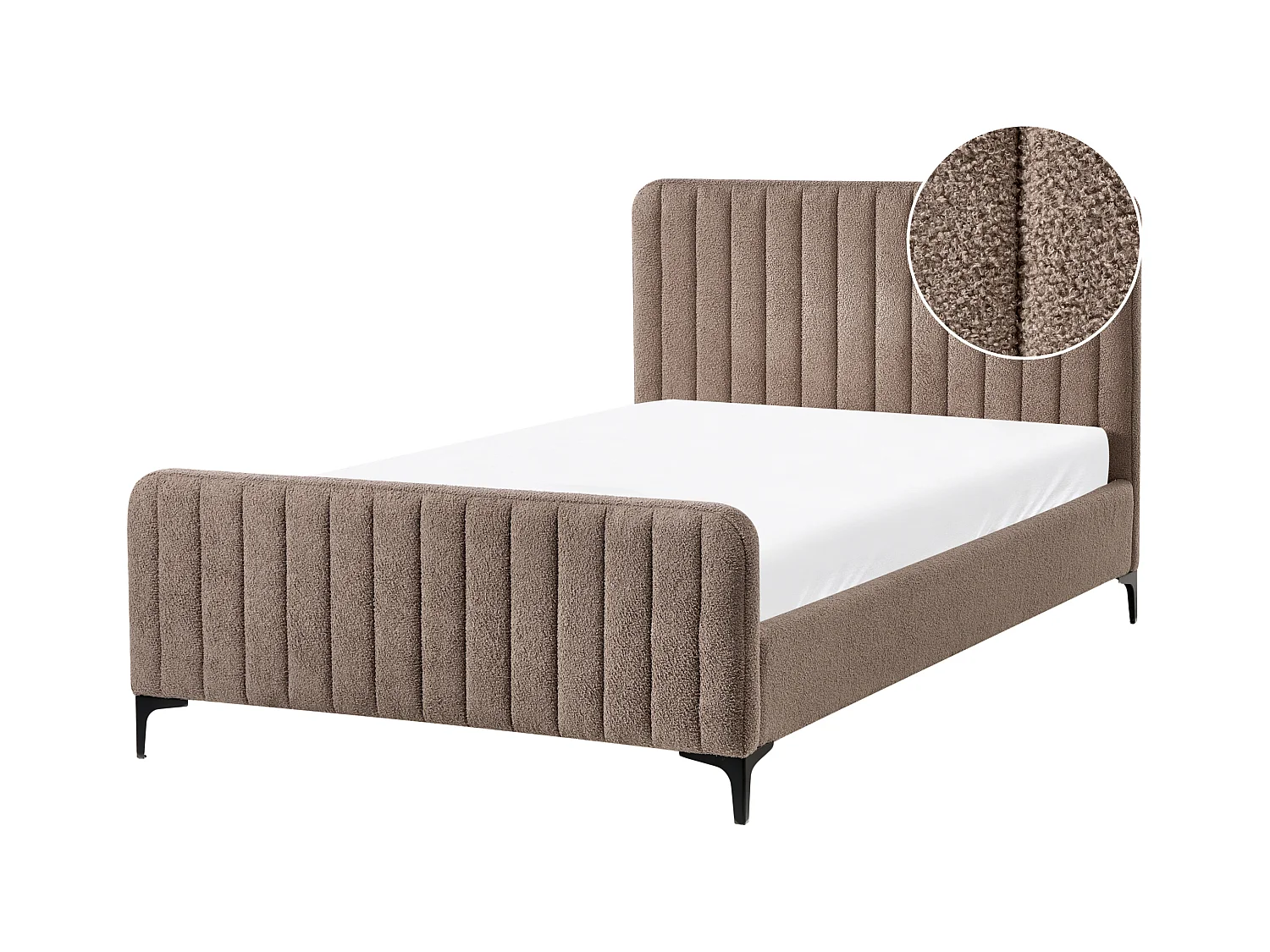 Lit avec sommier Bouclé LUNAN 120 x 200 cm Taupe