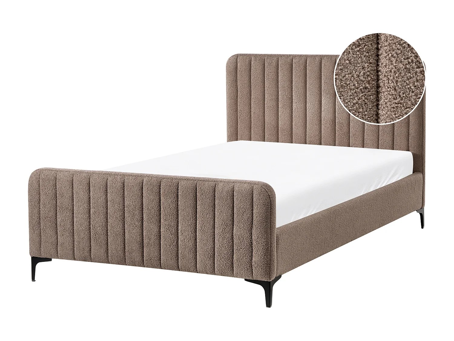 Lit avec sommier Bouclé LUNAN 120 x 200 cm Taupe