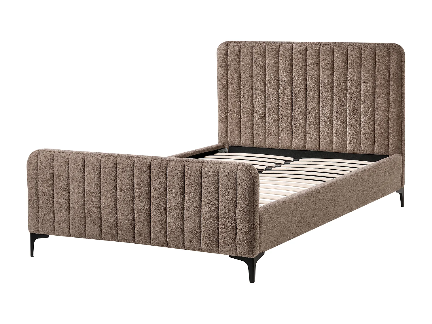 Lit avec sommier Bouclé LUNAN 120 x 200 cm Taupe