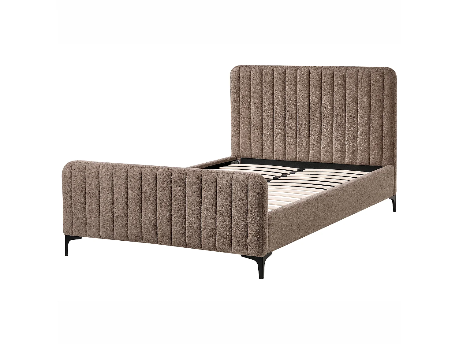 Lit avec sommier Bouclé LUNAN 120 x 200 cm Taupe