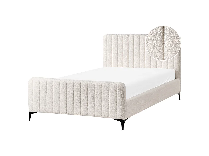 Lit avec sommier Bouclé LUNAN 120 x 200 cm Blanc cassé