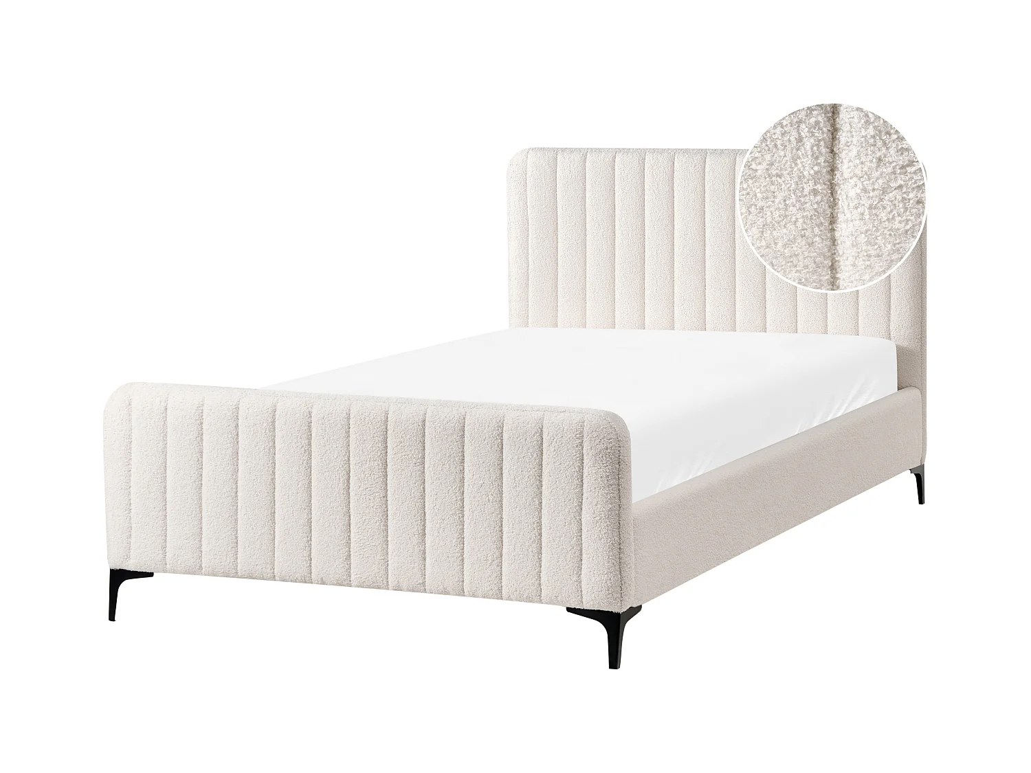 Lit avec sommier Bouclé LUNAN 120 x 200 cm Blanc cassé