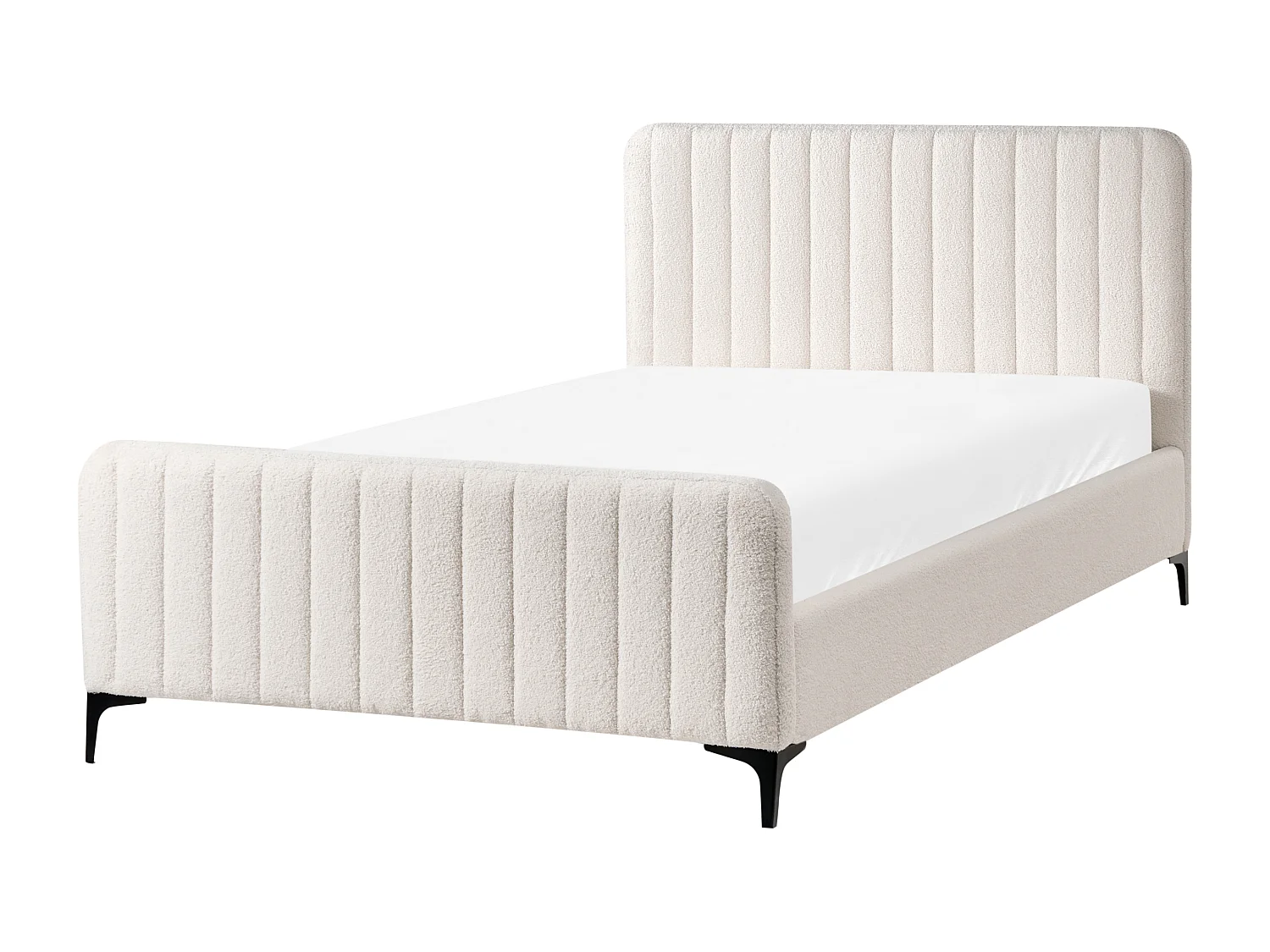 Lit avec sommier Bouclé LUNAN 120 x 200 cm Blanc cassé