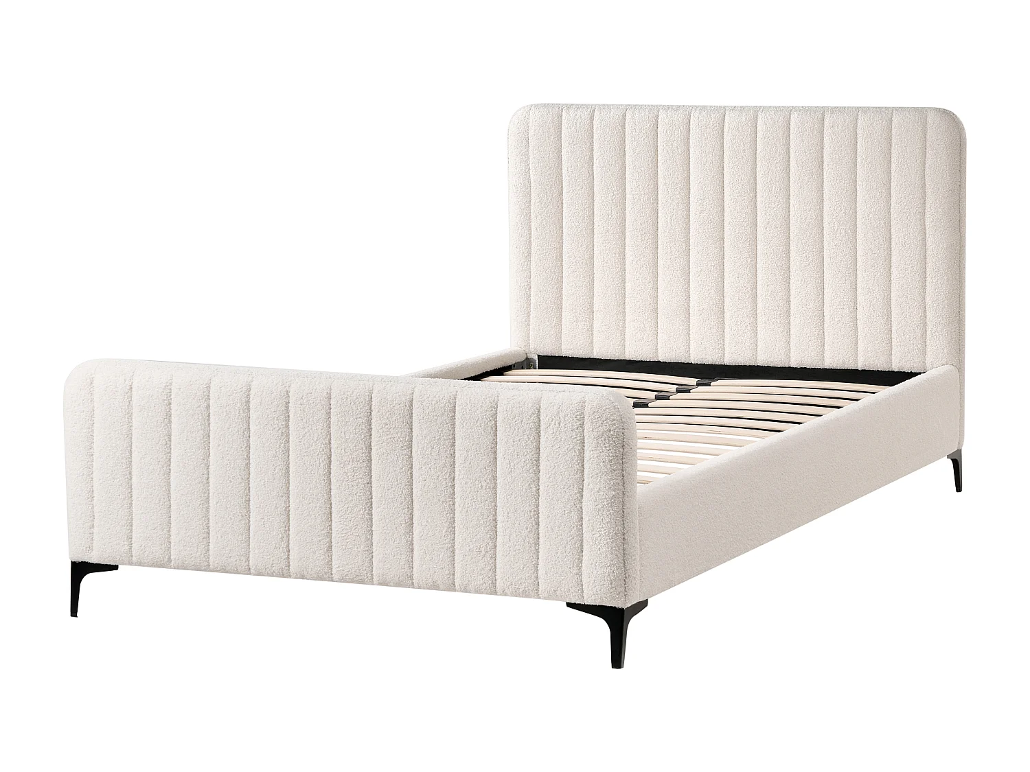 Lit avec sommier Bouclé LUNAN 120 x 200 cm Blanc cassé