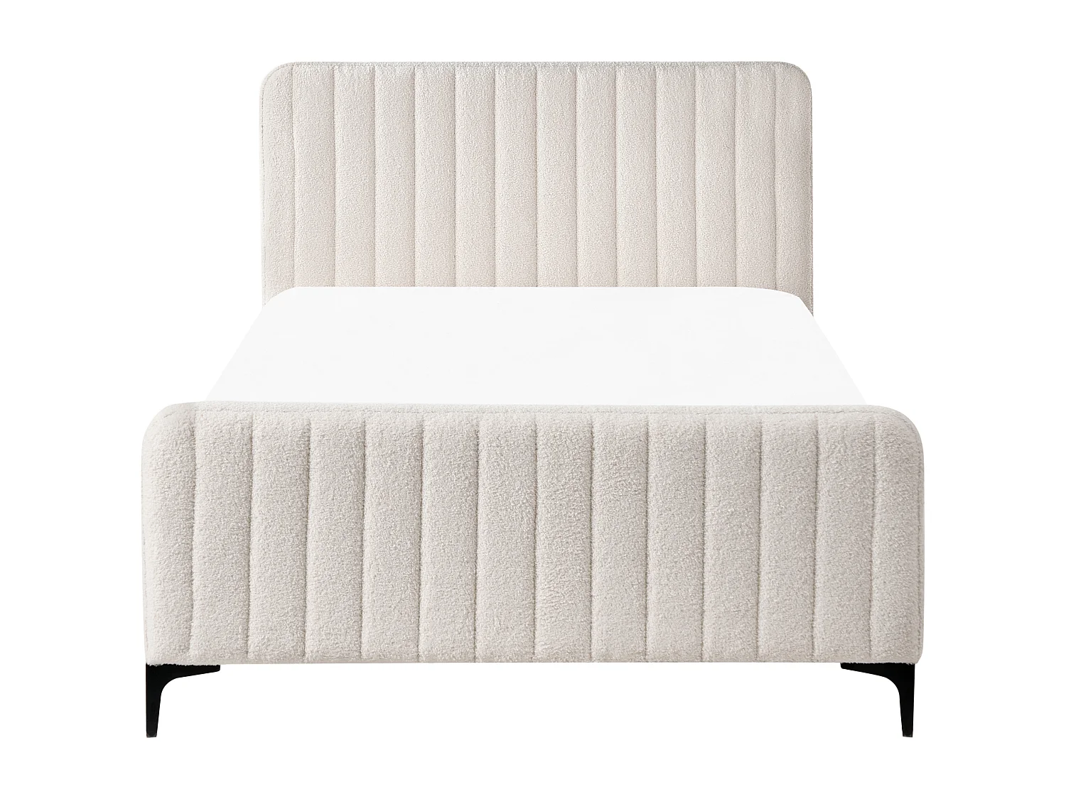 Lit avec sommier Bouclé LUNAN 120 x 200 cm Blanc cassé