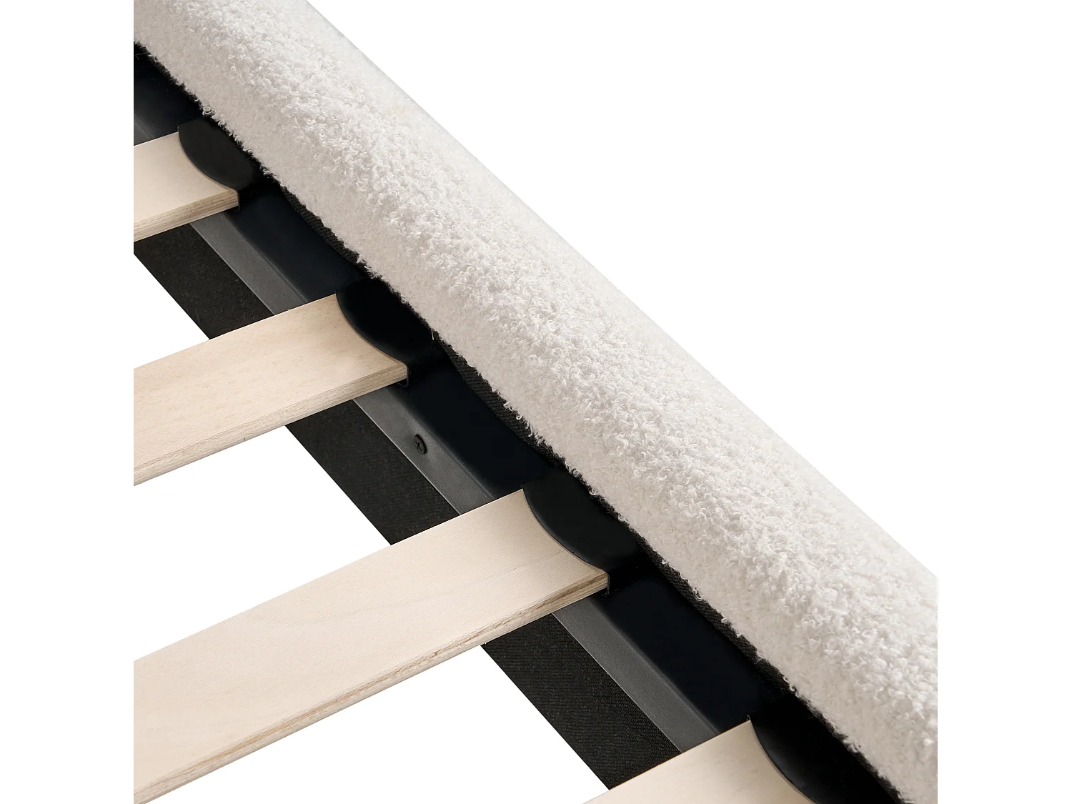 Lit avec sommier Bouclé LUNAN 120 x 200 cm Blanc cassé