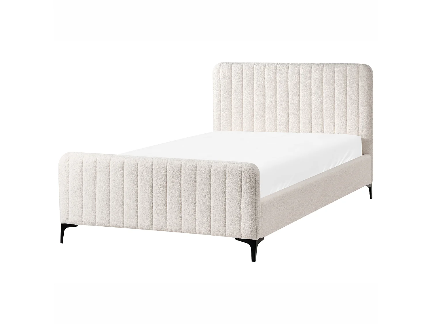 Lit avec sommier Bouclé LUNAN 120 x 200 cm Blanc cassé