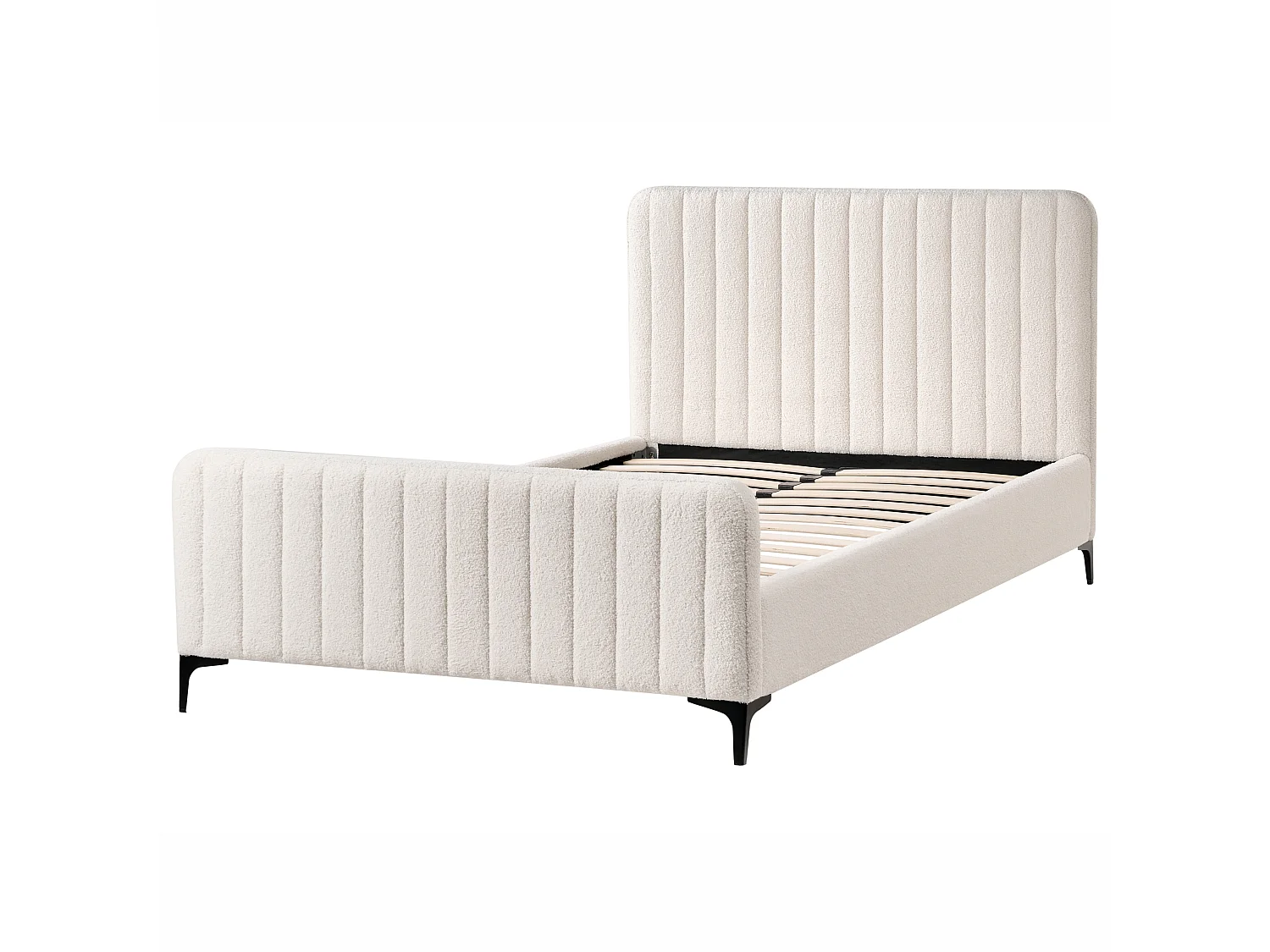 Lit avec sommier Bouclé LUNAN 120 x 200 cm Blanc cassé