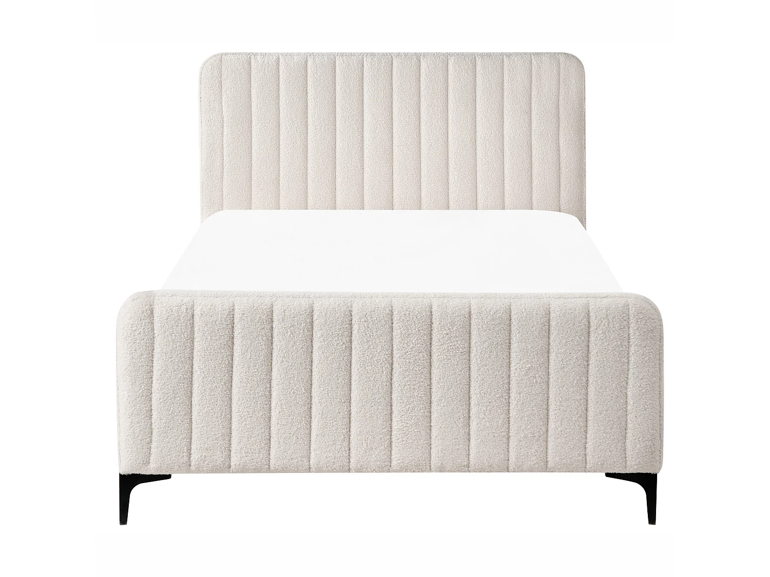 Lit avec sommier Bouclé LUNAN 120 x 200 cm Blanc cassé