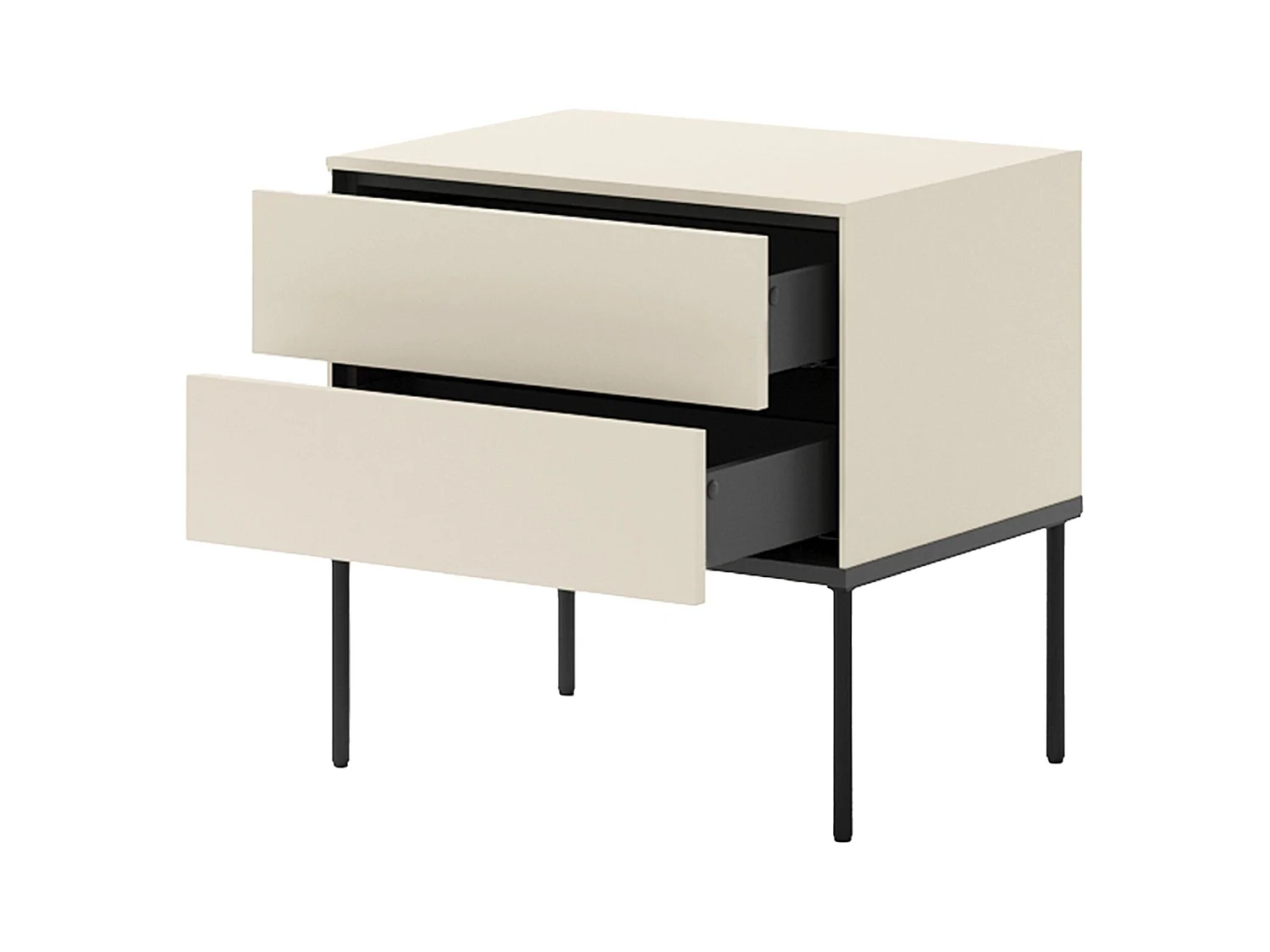 Table de chevet avec deux tiroirs – 56 cm – crème – BELLEZO