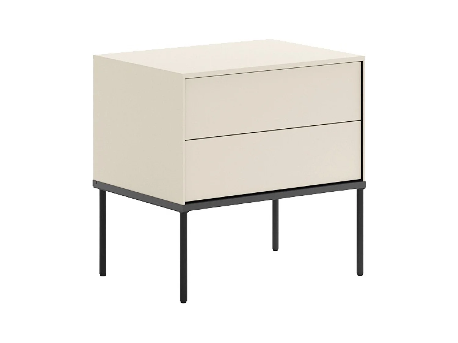 Table de chevet avec deux tiroirs – 56 cm – crème – BELLEZO