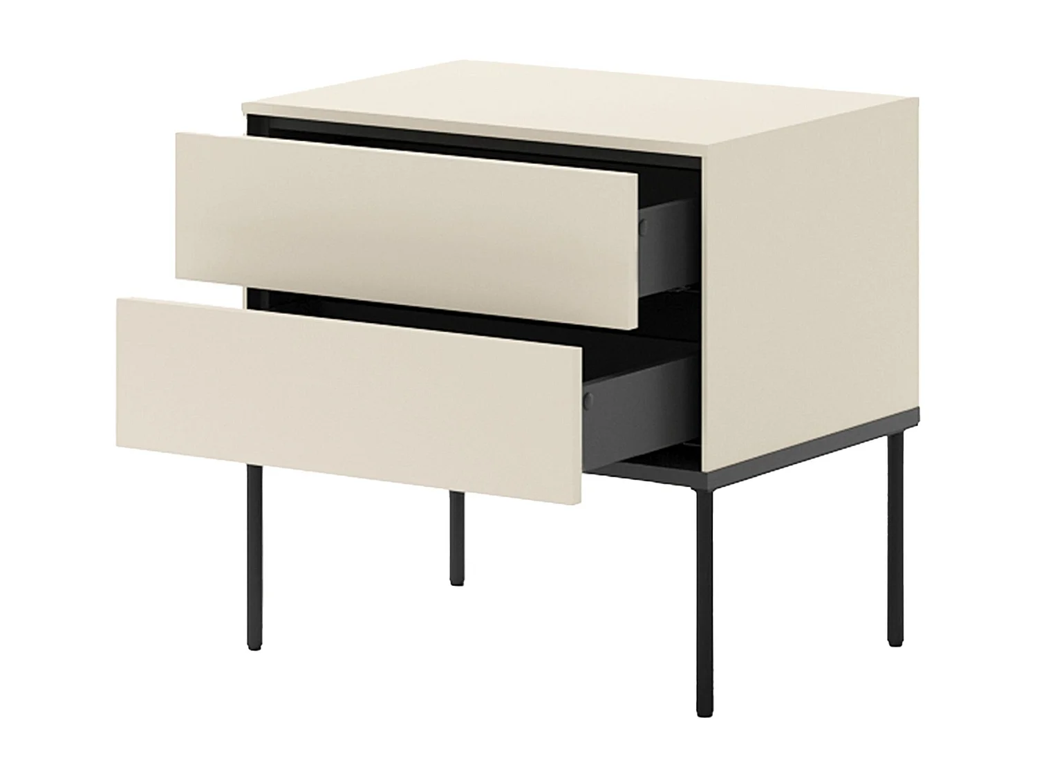 Table de chevet avec deux tiroirs – 56 cm – crème – BELLEZO