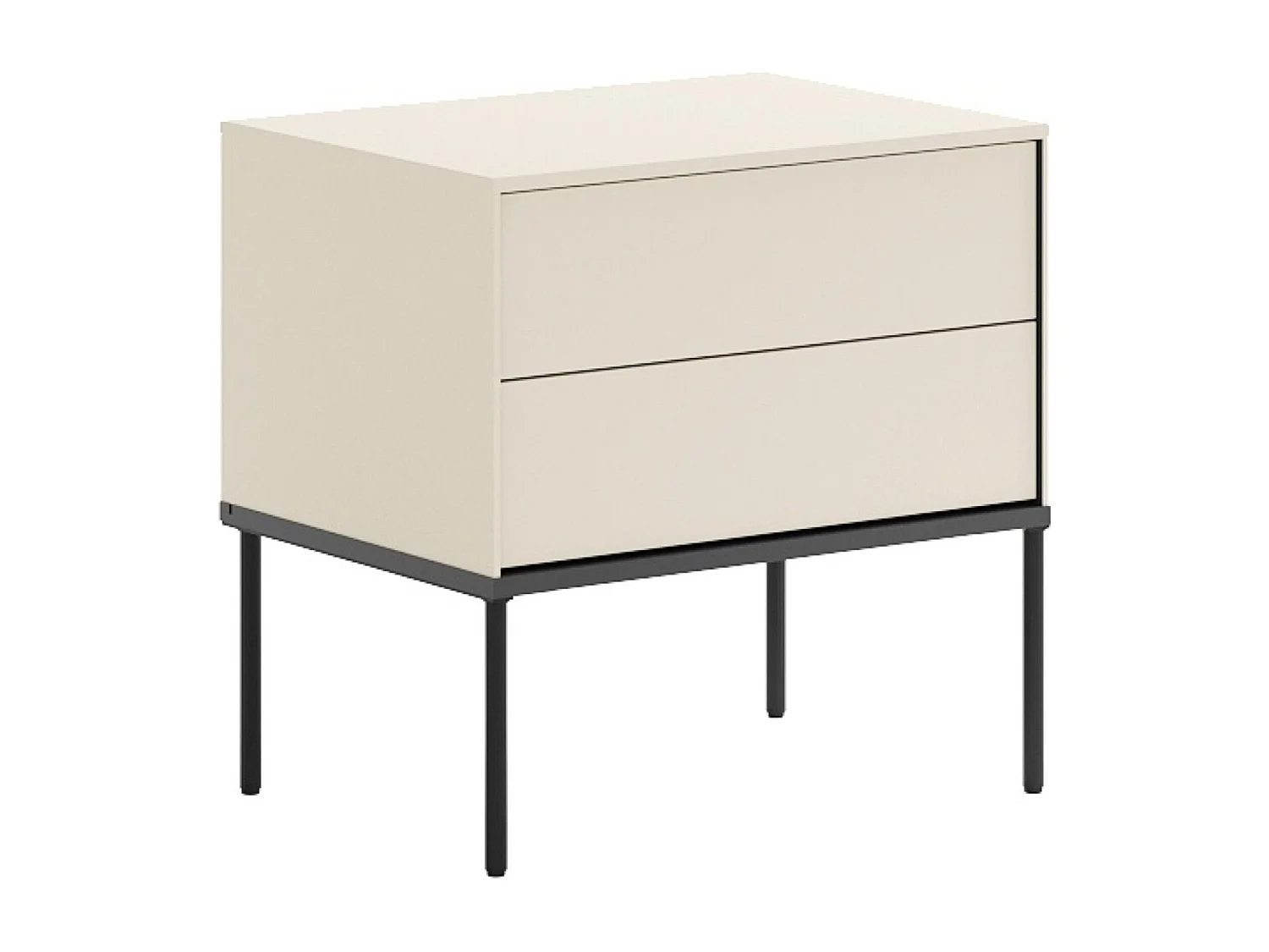 Table de chevet avec deux tiroirs – 56 cm – crème – BELLEZO