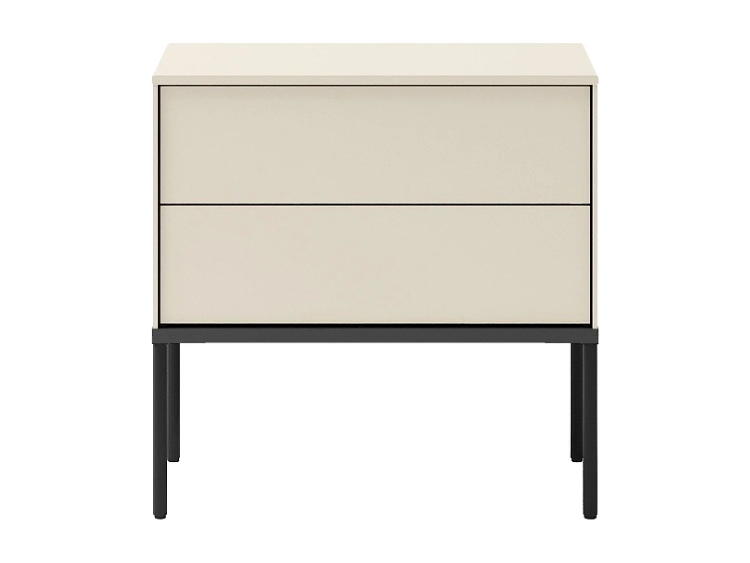 Table de chevet avec deux tiroirs – 56 cm – crème – BELLEZO