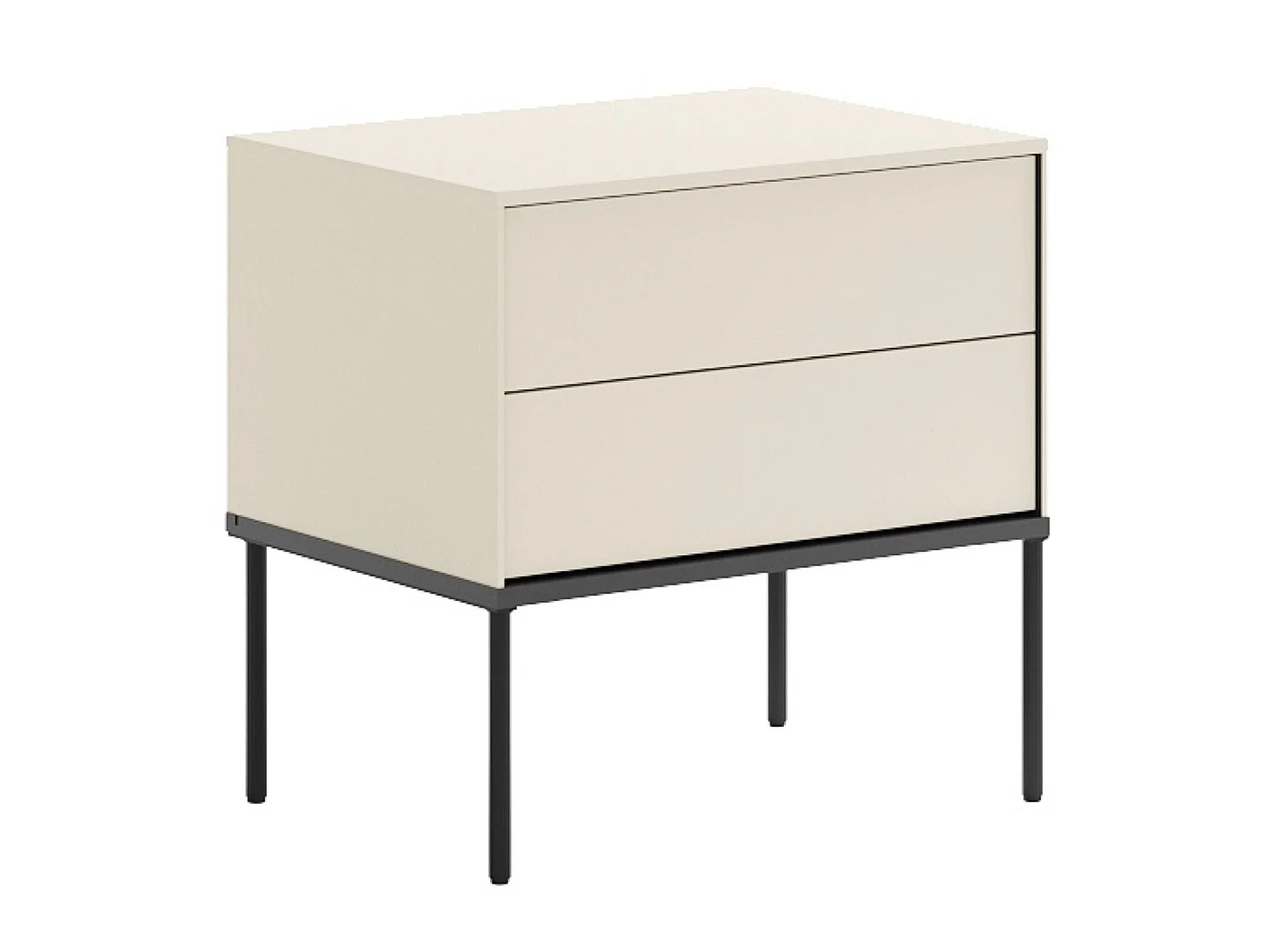 Table de chevet avec deux tiroirs – 56 cm – crème – BELLEZO