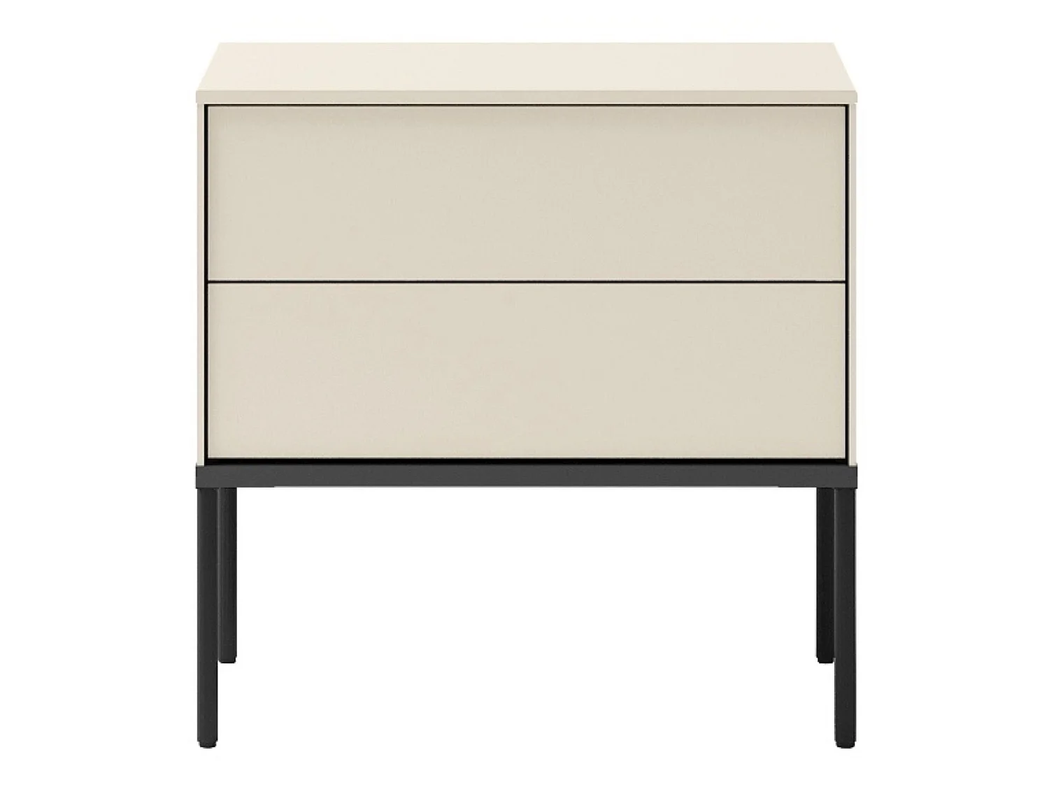 Table de chevet avec deux tiroirs – 56 cm – crème – BELLEZO