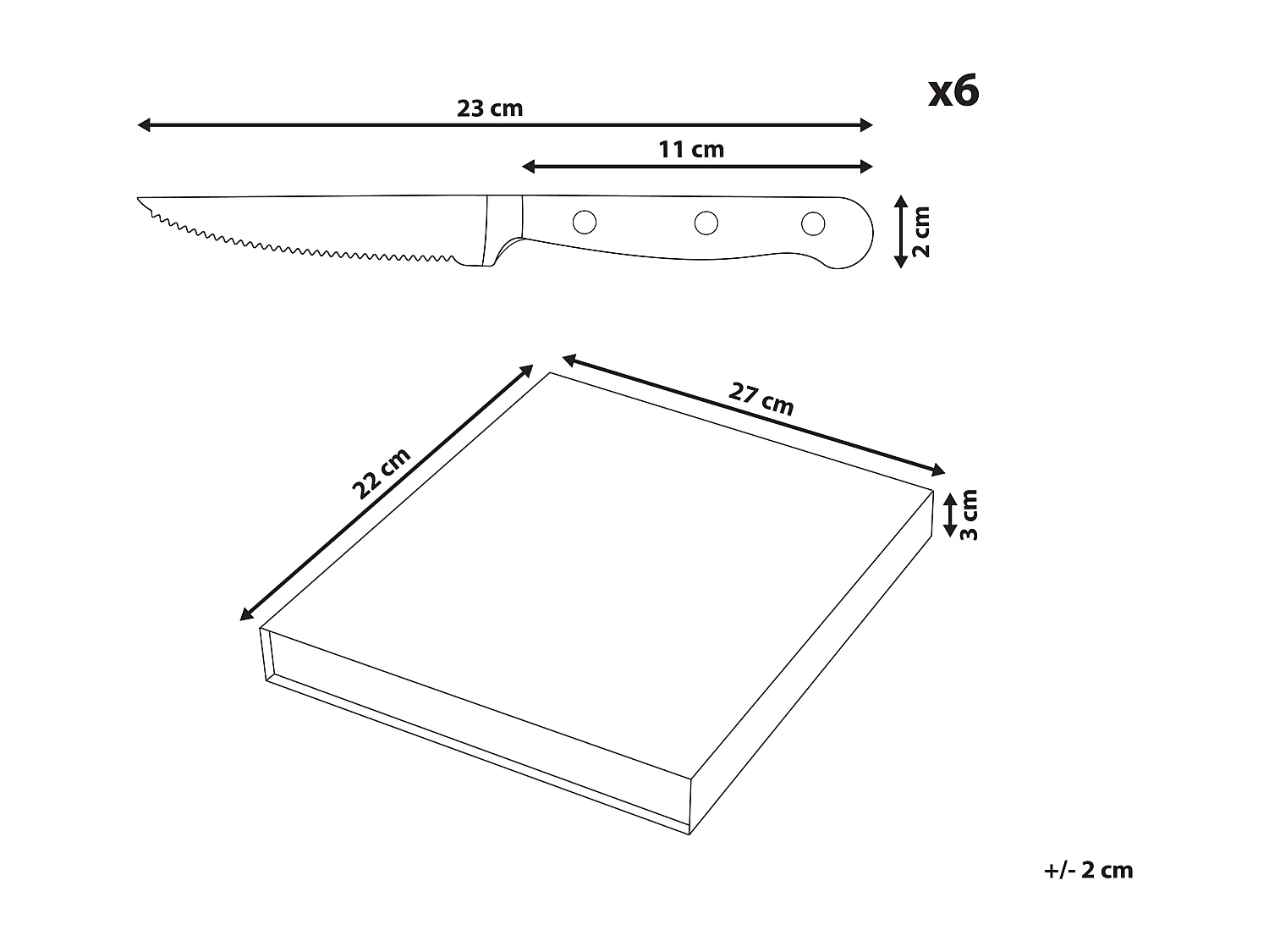 Lot de 6 couteaux à steak NAGANO Marron